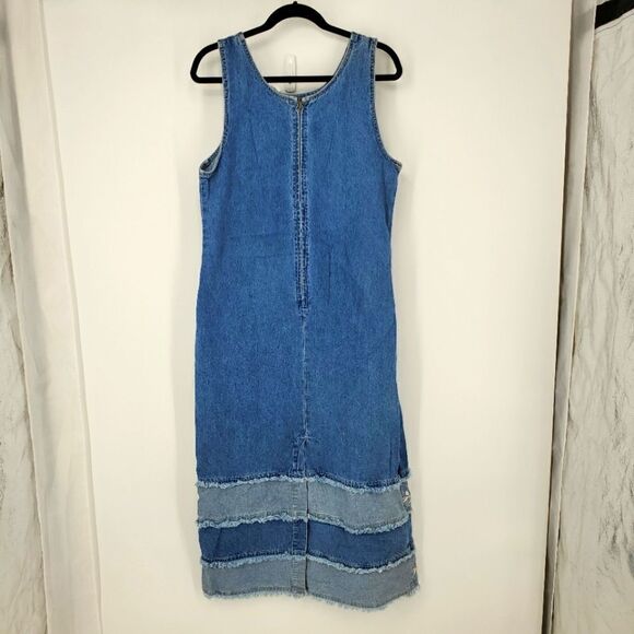 Sunshine Apparel Embroidered Denim Zip-up Maxi Dress Size Large - Picture 11 of 11